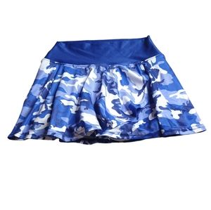 Faye + Florie Tennis Athletic Skirt Skort Shorts Blue Camo Small